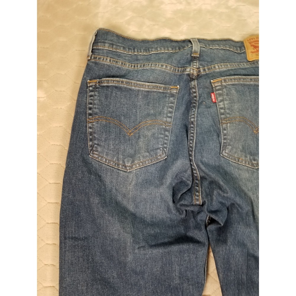 Levis 505 Straight Leg Medium Wash Jeans Fades Tag 36x32 Fits 36x31 See Pics - Picture 14 of 16